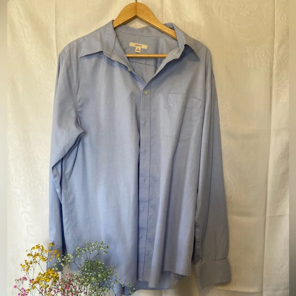 Versona XL Cotton Blue Classic Button Down Dress Shirt - Picture 1 of 5